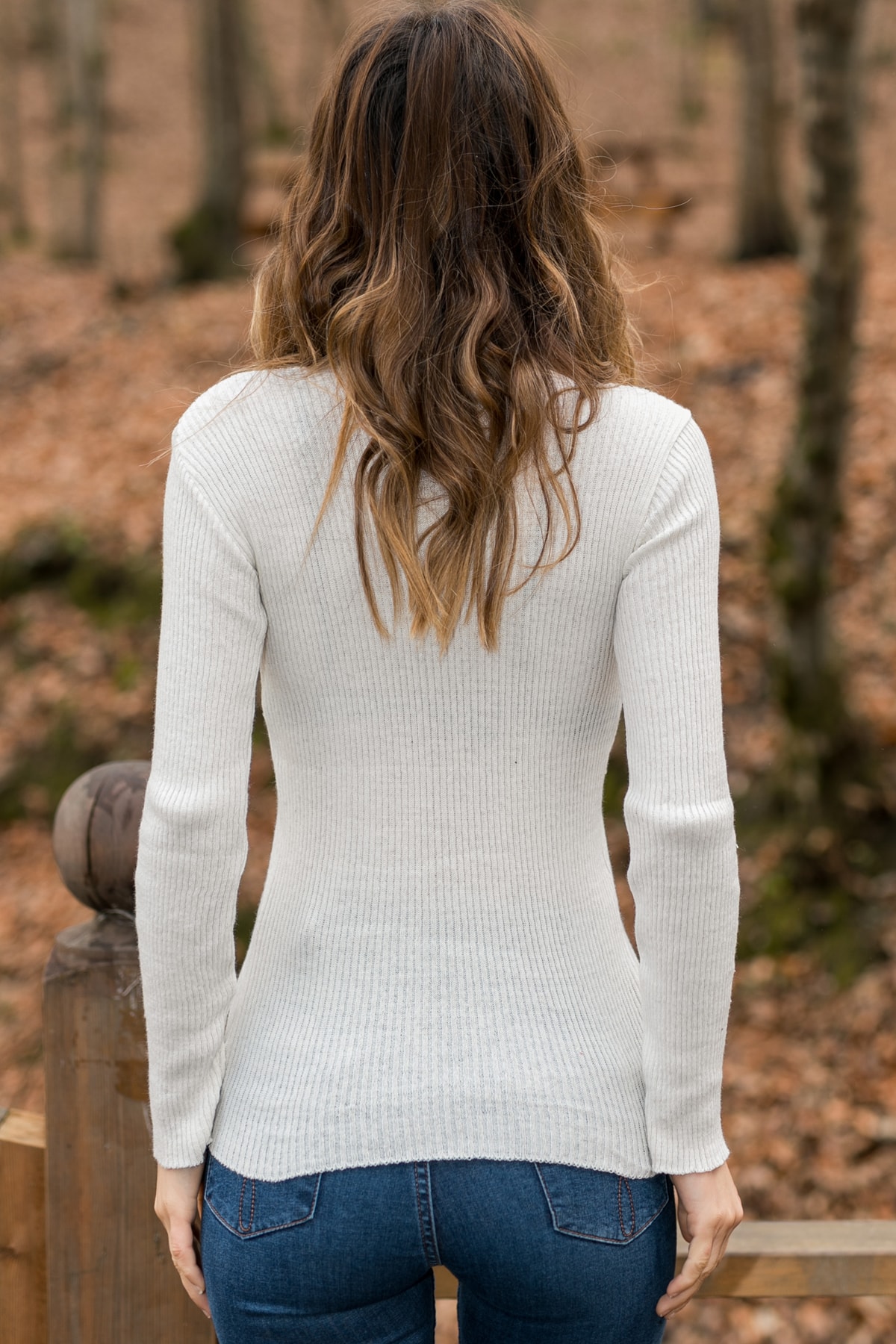 Women's White Half Turtleneck Sweater - BEREN