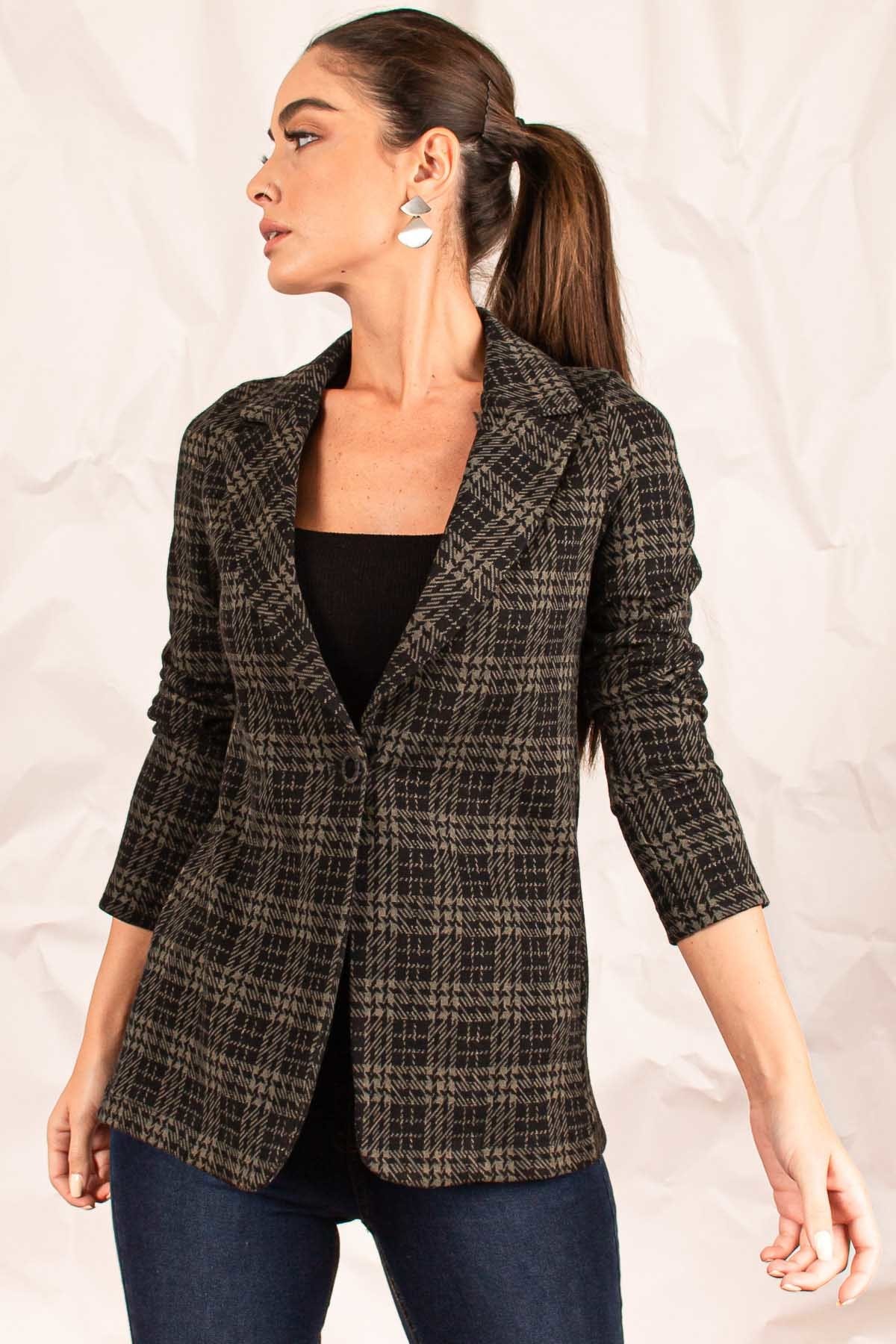 Brown and Black Brushed Plaid Flannel Jacket